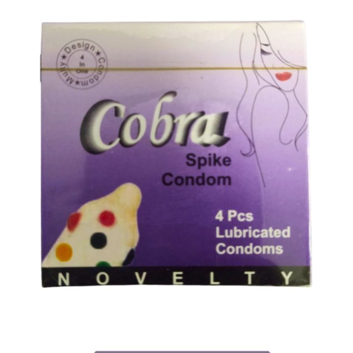 Cobra Lubricated Spike Condom - 4 Pieces