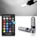 4 Pieces- CAR PARKING LIGHT (MULTICOLOR BY REMOTE)RGB T10 W5W Led Car Clearance Lights SMD RGB T10 LED 194 168 Bulb Remote Width Interior Lighting Source Car Styling. 