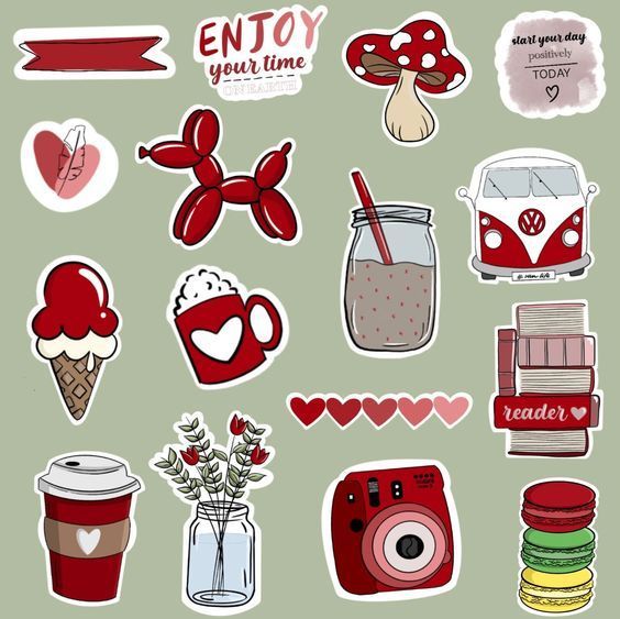 Pack of 16 - Red Style Girl Stickers - Stickers for Mobile - Stickers ...