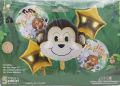 JUNGLE THEME MONKEY FOIL BALLOON SET ( PACK OF 5 FOIL BALLOONS ). 