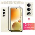 itel S25/S25 Ultra Tempered Glass Full Coverage Glass Film For itel S25/S25 Ultra 2 in 1 Screen Protector and Camera Lens Glass Protector. 