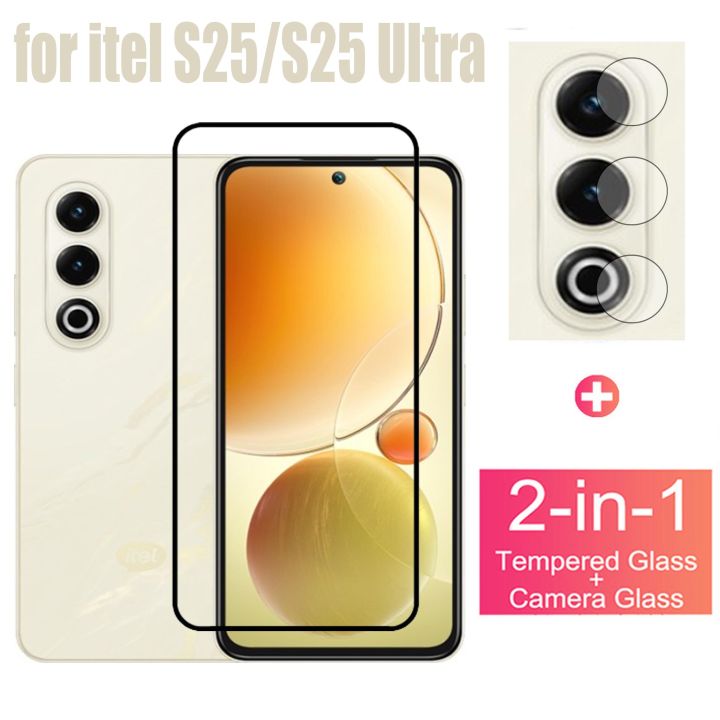 itel S25/S25 Ultra Tempered Glass Full Coverage Glass Film For itel S25/S25 Ultra 2 in 1 Screen Protector and Camera Lens Glass Protector