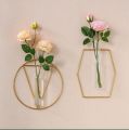 4pcs Wall Mounted Glass Vases with Iron Stand for Home Decor Hydroponic Plant Display in Golden and Black. 
