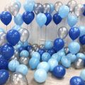 Pack of 50 (20 Blue, 20 Sky Blue & 10 Sliver ) Of Large Metallic Shiny Balloons for Birthday Party/Decorations, Weddings, Baby/Bridal Shower, Anniversary Party. 