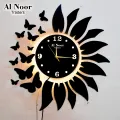 Al Noor Traders Brand Flower Wooden Wall Clock With Premium Light I Creative Happiness Bird Living Room Bedroom Entrance Door Wooden Wall Art & Clock I Wall Clock I Wall Clock For Bedroom I Wall Clock With Light. 