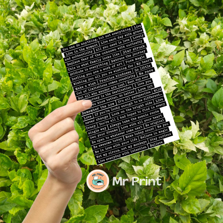 Inspirational Quotes A4 Sticker Sheet by Mr. Print - Premium Uncut Motivational Stickers for Planners & Journals (10x15cm)