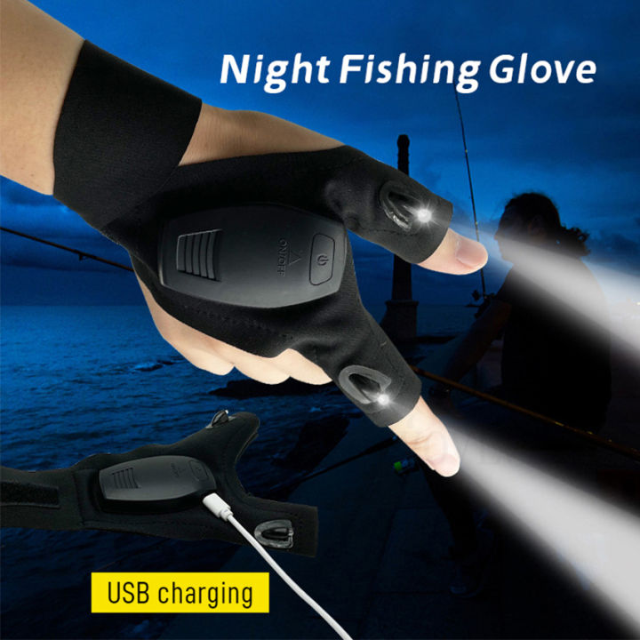 LED Rechargeable Flashlight Glove for Men Finger Lights Cool Gadgets Tools Outdoor Mechanics Lighted Glove Gift Dad Boyfriend