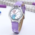 Frozen Elsa Watch Girls Cute Cartoon Leather Strap Children Princess Anna Kids Watches Student Wristwatches Clock Gifts. 