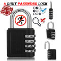 4 Digit Resettable Code Combination Lock Portable Waterproof Keyless Smart Padlock For Suitcase Gym School Locker Luggage Travel Bag Bicycle Scooter Tool Box Door Safety Security Protector Locks Anti Theft Dial Number Password Padlocks High Quality Big. 