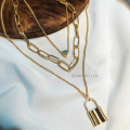24 Fashion Zone Jewellery  Thick Chain Lock Pendant Necklace Gold Silver Metal Women New. 