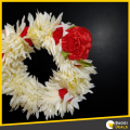 Hand Gajra Bangles for Mehndi, Wedding Reusable Flower kangan for Valima Jewellery - White with Red Flower. 