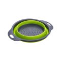 Silicone Food Filter | Plastic Folding Basket / Strainer for Kitchen | Silicone Foldable Drain Basket - Food Drainer with Plastic Base and Handle Vegetable and Fruit Strainers. 
