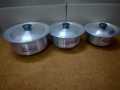 3 Pcs Small Degchi Set Baby Sauce Pots With Cover Lid Aluminum Metal Finishing. 