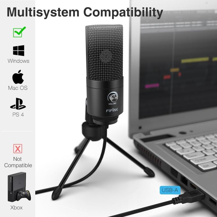 FIFINE K669B USB Microphone - Metal Condenser Recording Microphone for Windows/Mac/iOS/Android - Best For Vocals, Voice Overs, Streaming, Broadcast and YouTube Videos