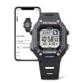 Casio General Standard Mens Black Resin Case Square Digital Bluetooth, World Time, Stop Watch, Step Tracker, Timer, Alarm, Calendar, Multi-Function Black Resin Band Watch-WS-B1000-1AVDF. 