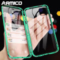 ARMICO 360 Metal Magnetic Phone Case For iPhone 14 Pro Max 14 Plus 14 13 12 11 Pro Max 12 Mini 13 Mini Case For iPhone XR X XS Max 6 6S 7 8 Plus Double Side Tempered Glass Cover. 