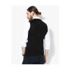 Grey & Black Cotton V-Neck Sweater for Men. 