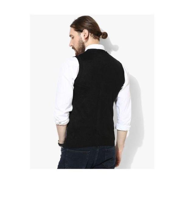 Grey%20&%20Black%20Cotton%20V-Neck%20Sweater%20for%20Men%20-%20Image%203