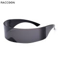 Future Wrap Around Rimless Sunglasses Women Men Weird Siamese Halloween Party Year 2000s Kilo Hacker Y2K Technology Sun Glasses. 