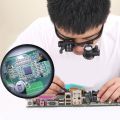 10X 15X 20X 25X Double Eye Loupe Head Wearing Magnifier Eye Glasses Loupes with LED Light Headband Jeweler Watch Repair Loupe. 