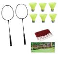 Pack of 9 - Badminton Set - Multicolour pair of racket 6 shuttle with net included. 