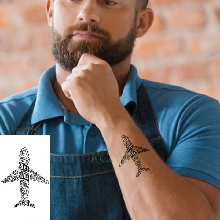 【Good-Love Store】Waterproof Temporary Tattoo Sticker letter plane tatoo fake tattoos for men women