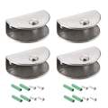 4 PCS D Shaped Stainless Steel Glass Shelf Brackets With Screws,Semicircle Adjustable Stainless Steel Glass Cabinet Clips 2 Sizes Available (6-10mm),(8-12mm).. 