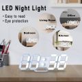 White 3D Led Digital Clock Snooze Bedroom Desk Alarm Clocks 24/12 Hour Display Home Decoration Hanging Wall Clock Calendar Thermometer Voice Control Backlight  Time Temperature Display For Bedroom Office Living Room Home Decor Gift Nightstand Bedside. 