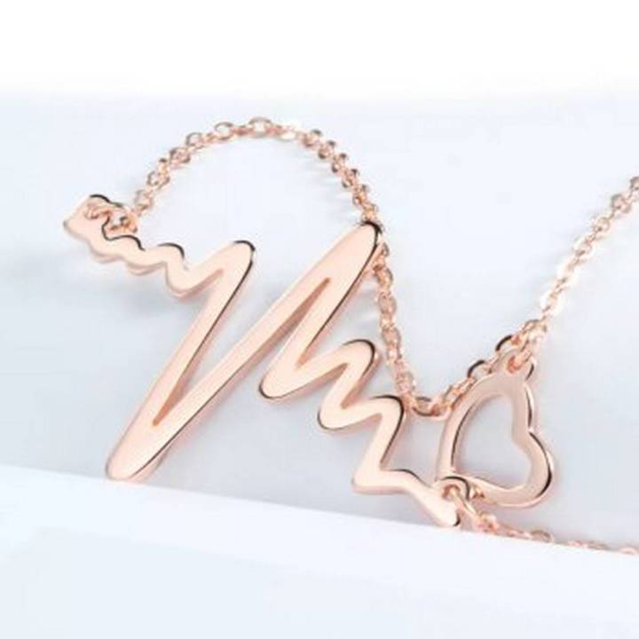 2020 Fashion Popular Ecg Heart Wave Pendant Necklace For Girls