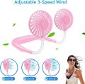 2500mAh USB Rechargeable Hand-Free Neck Fan with 3-Speed Adjustment, Portable Mini Dual Head Rotatable Cooling Fan for Office, Reading, Travel, Outdoor Sports. 