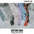 Pack of 6 Classic Cotton Bras – Multicolor Design. 