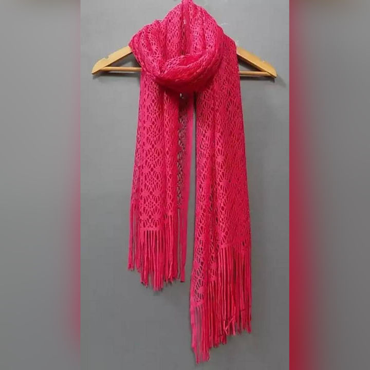 Punch PInk  Lightweight Narrow Net Stole Scarf For Ladies and Girls and Many More Colours on SubRung Black Yellow White Blue Red Pink
