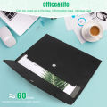 PU Leather A4 File Folder Document Holder Waterproof (Black). 