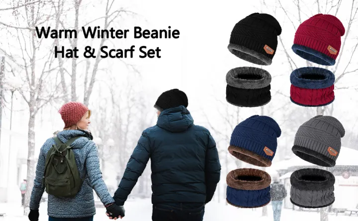 Winter%20Woolen%20Cap%20for%20Men%20And%20Women%20With%20Neck%20Cover,%20Beanie%20Neck%20Warmer%20Cap%20Full%20Set,%202%20Piece%20Garam%20Muffler%20Topi%20For%20Ladies,%20Winter%20Collection%20stylish%20skull,%20Thicken%20Hedging%20Balaclava%20Skullies%20-%20Image%204