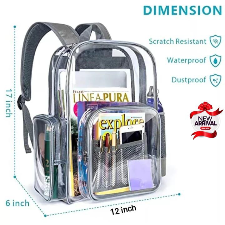 Best high Quality  Clear Backpack Heavy Duty Transparent See Through Bag for College Work Travel Security,Black