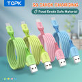 TOPK AN84 Micro USB Type C Cable for XiaoMi redmi note 9 3A Fast Charging Liquid Silicone Mobile Phone Data Cable for Samsung. 