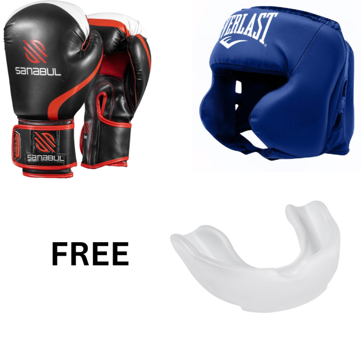 pack of 2 boxing Head guard and boxing gloves 12oz with free mouth ...