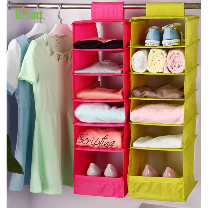 Pack of 2-5 Shelf Clothes Hanging Organizers Pant Organizers