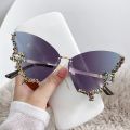 Fashion Sparkling Rhinestone Rimless Butterfly Sunglasses Y2K Women Luxury Brand Vintage Sun Glasses Ladies Eyewear gafas de sol. 