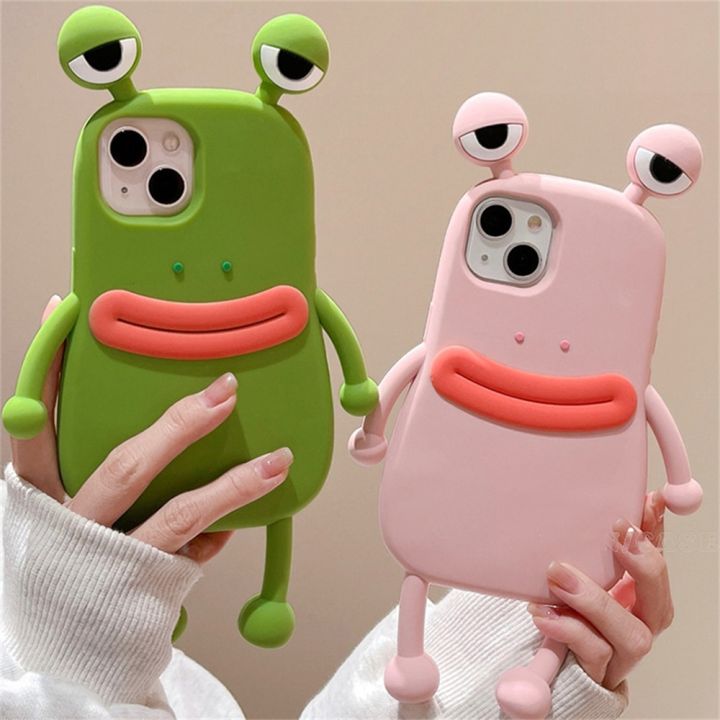 Funny 3D Frog Soft Phone Case For iPhone 14 13 11 12 Pro Max XS XR X 7 8 Plus SE Cartoon Cute Shockproof Bumper Cover