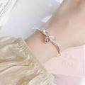 Fashion Jewelry Silver Cute Sweet Bow Bell Girl Bracelet Ladies Girl Elegant Trend Charm Bracelets For Girls Stylish Festive Birthday Friends Gift Jewelry Soomas Jewels Bracelets For Women. 