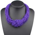 Claire Jin Small Beads Knot Necklaces Women Bohemian Jewelry Fashion Multi Layer Vintage Handmade Choker, 26 colors. 