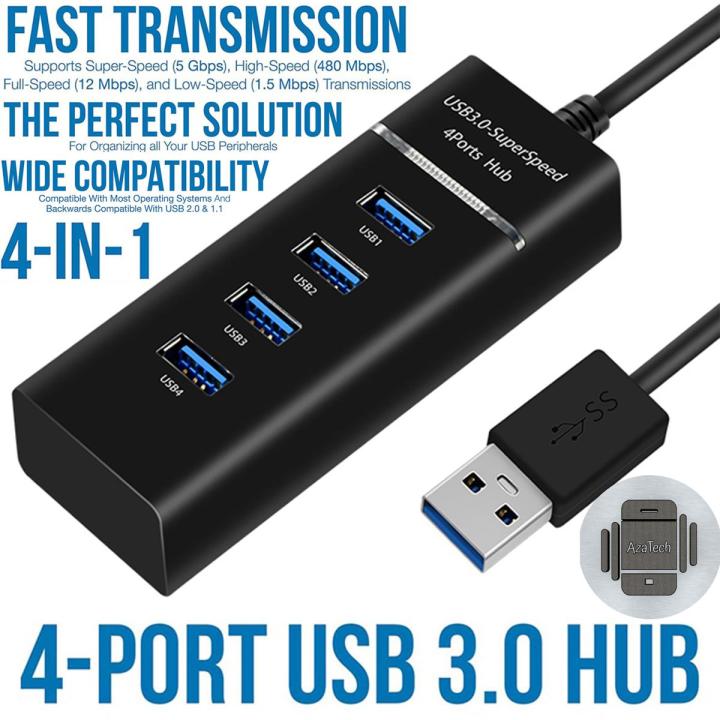 USB 3.0 Hub 4 Ports High Speed usb 3.0 port Hub Splitter Fast Data Transfer USB Hub Extender Extension Connector Compatible Windows PC / Mac / Surface Pro / Laptop / Printer / Mobile HDD / LED Light USB HUB