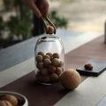 Techmanistan Clear Glass Kitchen Jar With Wooden Bamboo Airtight Seal Ball Cork Stopper Lid For Spice/Herbs/Cookies/Pasta/Candies/Stationery/Beads & Small Items. 