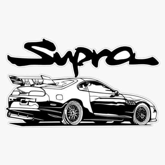 Big size- 4 x 2 feet -Supra car sports self adhesive wall sticker vinyl decal for boys, office, home, bedroom, tour, decor decoration - black color- edote