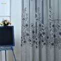 Floral Window Curtains Panel Net Drape Balcony Office Decor Grey w/ beads. 