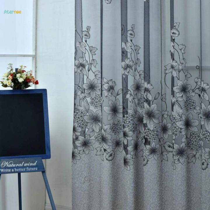 Floral%20Window%20Curtains%20Panel%20Net%20Drape%20Balcony%20Office%20Decor%20Grey%20w/%20beads%20-%20Image%204