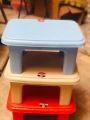 Stool Plastic - Bath Stool - Multi Purpose Plastic Stool Chowki - Sitting Stool - Baby Stool Table Length 13” Width 10” Height 8” Random Colors. 