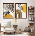 Set of 2 Boho Abstract Wall Art Frames A4 A3 Plastic Frame for Home Decor. 