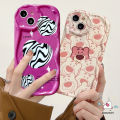 For Samsung A24 A12 A14 A23 A32 A13 A50 A30s A04 A03 A03s A04s A52 A02s A20 A30 A20s A10s A51 A21s A11 Pink Love Heart Leopard Pattern Wavy Curved Edge Glossy Case Soft Cover. 